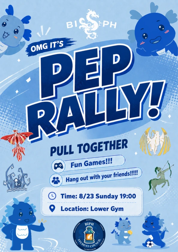 Original campus research poster: Pep rally